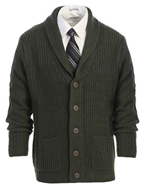 Gioberti Mens Heavy Weight Shawl Collar Knitted Regular Fit Cardigan