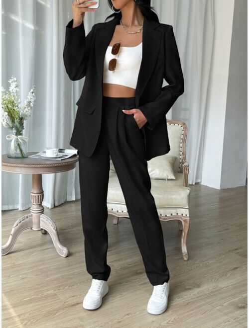 Shein Single Button Flap Detail Blazer & Pants