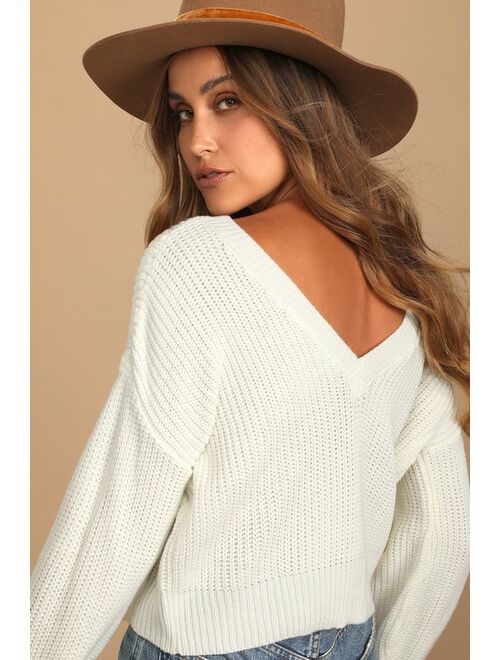 Lulus Double the Fun Ivory Knit Reversible Sweater