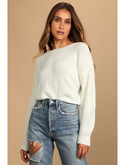 Lulus Double the Fun Ivory Knit Reversible Sweater