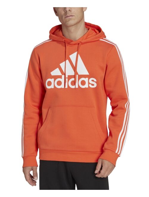 adidas Men's Essentials Fleece Three-Stripe Pullover Logo Hoodie