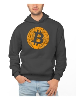 LA Pop Art Men's Bitcoin Word Art Hooded Sweatshirt