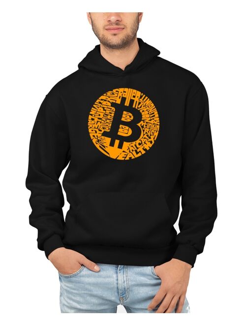 LA Pop Art Men's Bitcoin Word Art Hooded Sweatshirt