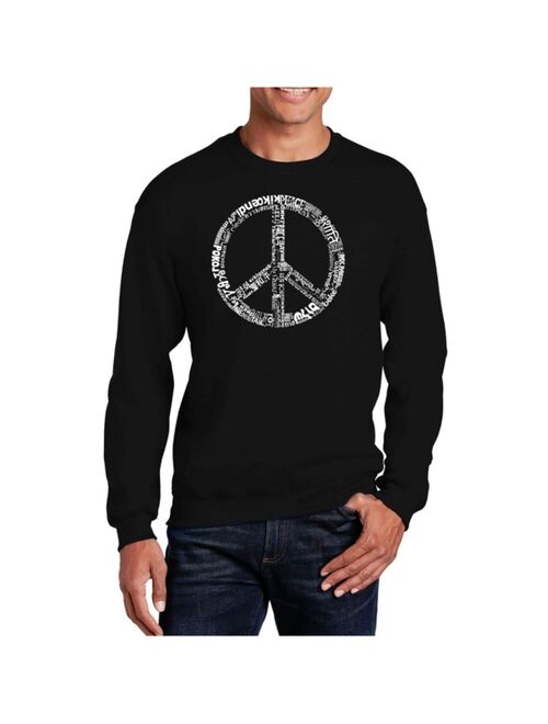 LA Pop Art Men's Word Art The Word Peace In 77 Languages Crewneck Sweatshirt