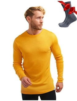 Merino.tech Merino Wool Base Layer - Mens 100% Merino Wool Long Sleeve Thermal Shirts Lightweight, Midweight, Heavyweight