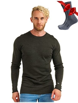 Merino.tech Merino Wool Base Layer - Mens 100% Merino Wool Long Sleeve Thermal Shirts Lightweight, Midweight, Heavyweight