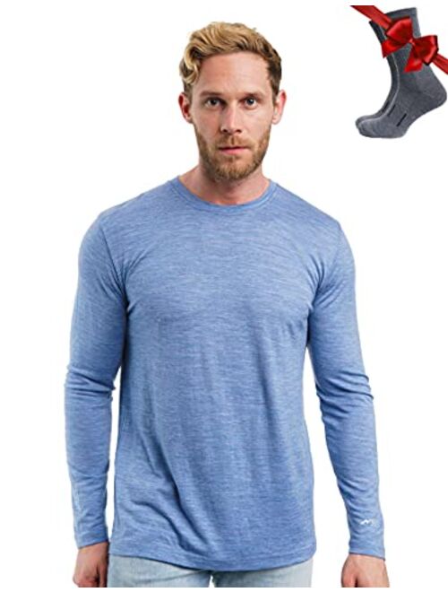 Merino.tech Merino Wool Base Layer - Mens 100% Merino Wool Long Sleeve Thermal Shirts Lightweight, Midweight, Heavyweight