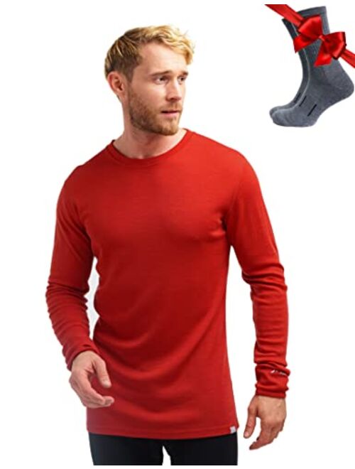 Merino.tech Merino Wool Base Layer - Mens 100% Merino Wool Long Sleeve Thermal Shirts Lightweight, Midweight, Heavyweight