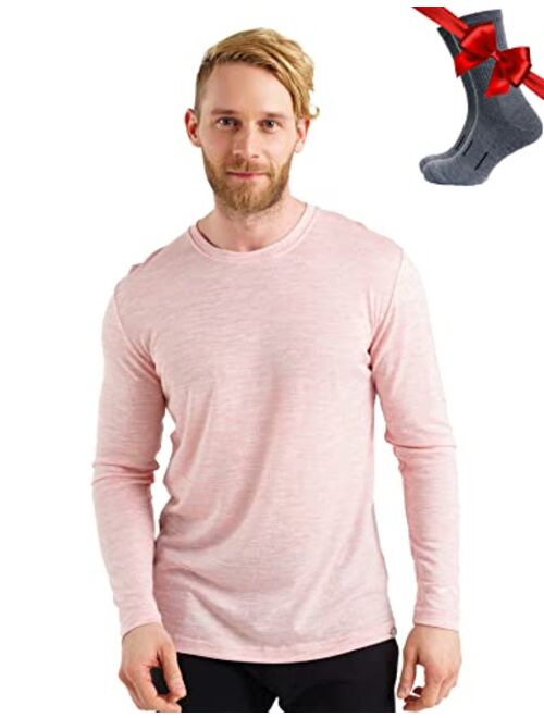 Merino.tech Merino Wool Base Layer - Mens 100% Merino Wool Long Sleeve Thermal Shirts Lightweight, Midweight, Heavyweight