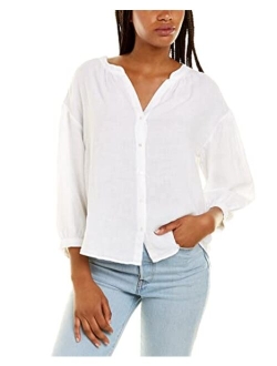 Women's Matea Woven Linen Button Down V-Neck Blouse