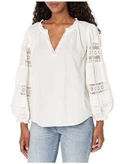 Women's Tayler Cotton Lace Long Sleeve Blouse