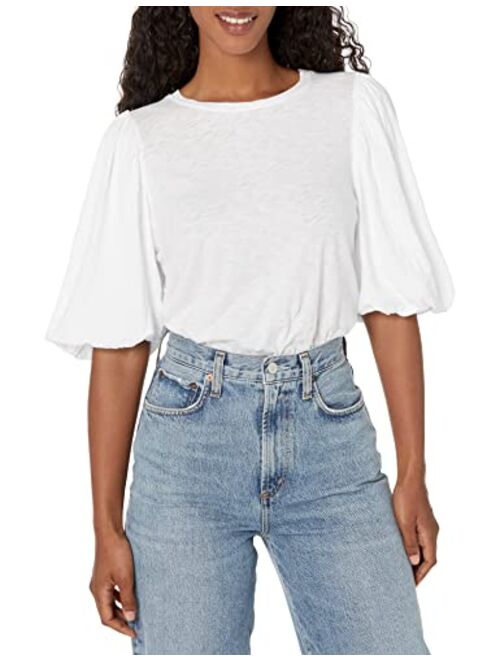 Velvet by Graham & Spencer Women's Uma Cotton Slub Puff Sleeve Tee