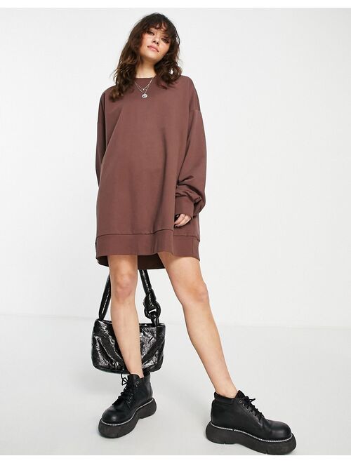 ASOS DESIGN oversized mini sweats dress in brown