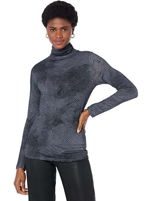 Majestic Filatures Soft Touch Python Print Long Sleeve Turtleneck