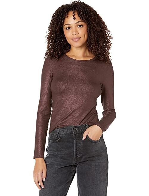 Majestic Filatures Soft Touch Metallic Long Sleeve Crew Neck