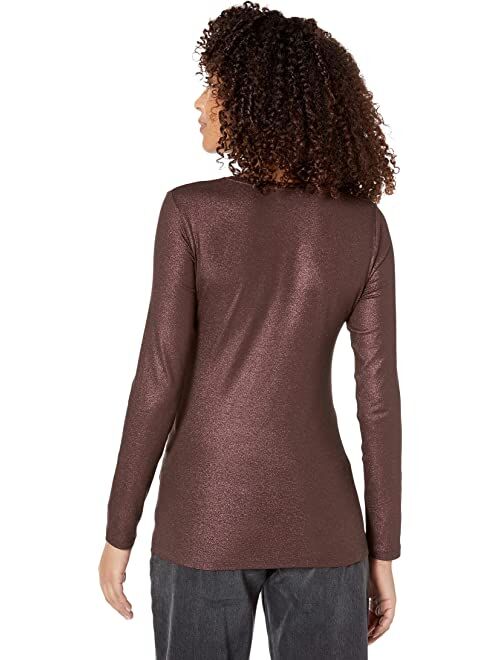 Majestic Filatures Soft Touch Metallic Long Sleeve Crew Neck