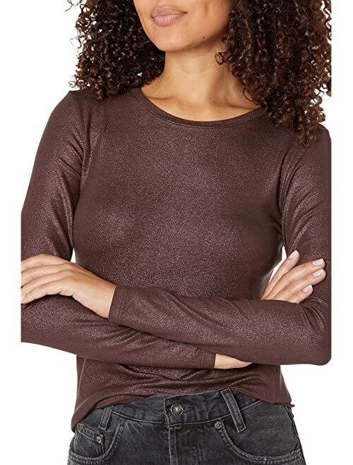 Majestic Filatures Soft Touch Metallic Long Sleeve Crew Neck