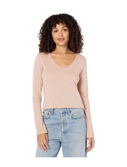 Majestic Filatures Cotton Cashmere Rolled Edge Long Sleeve V-Neck