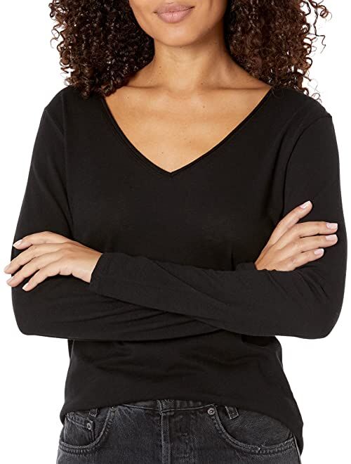 Majestic Filatures Cotton Cashmere Rolled Edge Long Sleeve V-Neck