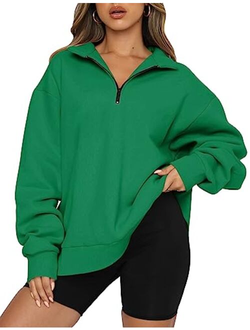 Trendy Queen Womens Oversized Half Zip Pullover Long Sleeve Sweatshirt Quarter Zip Hoodie Sweater Teen Girls Fall Y2K Clothes