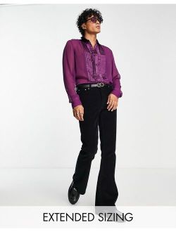 regular sheer shirt with 70s ruffle front in purple