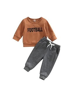 Visgogo Toddler Baby Boy Fall Winter Clothes Set Letter Printed Long Sleeve Sweatshirt Tops + Pants 2Pcs Outfits