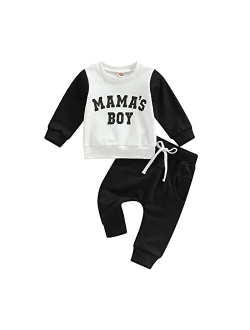 Visgogo Toddler Baby Boy Fall Winter Clothes Set Letter Printed Long Sleeve Sweatshirt Tops + Pants 2Pcs Outfits