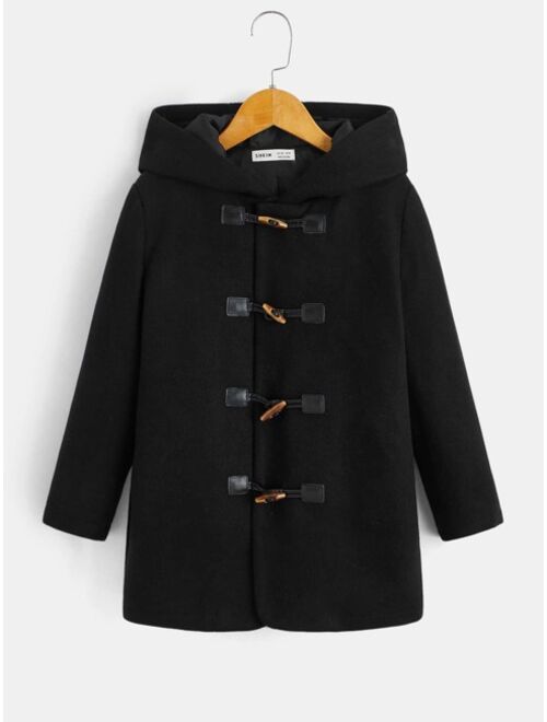 SHEIN Boys Hooded Duffle Overcoat