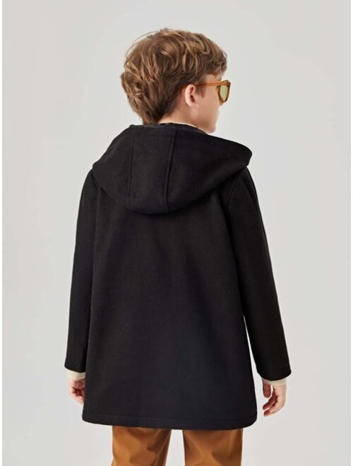 SHEIN Boys Hooded Duffle Overcoat