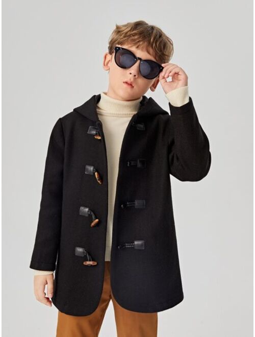 SHEIN Boys Hooded Duffle Overcoat