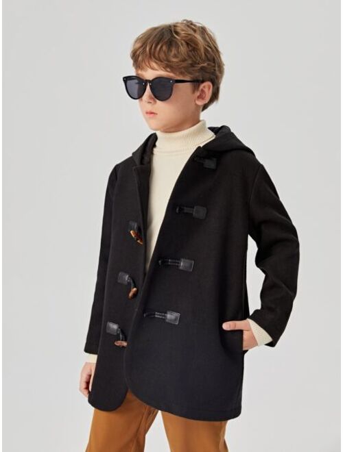 SHEIN Boys Hooded Duffle Overcoat