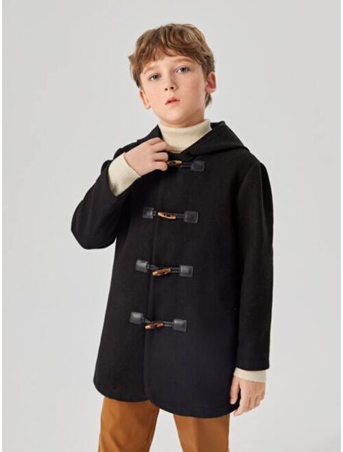 SHEIN Boys Hooded Duffle Overcoat