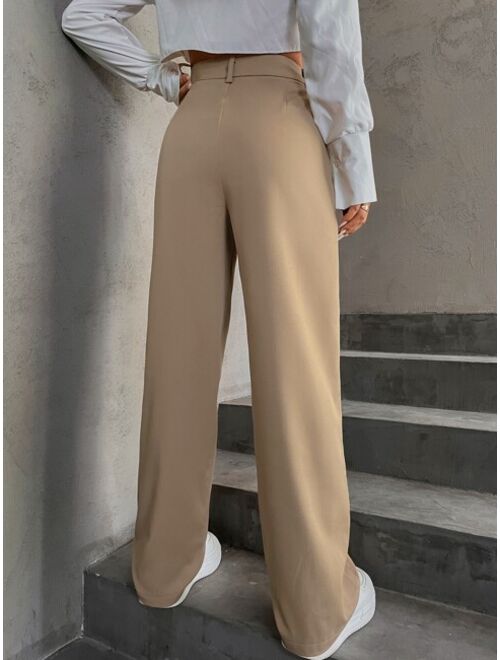 Dazy High Waist Fold Pleated Tailored Pants