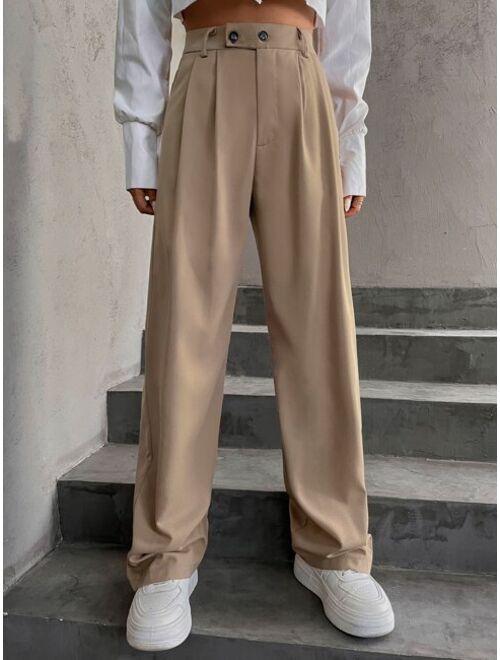 Dazy High Waist Fold Pleated Tailored Pants