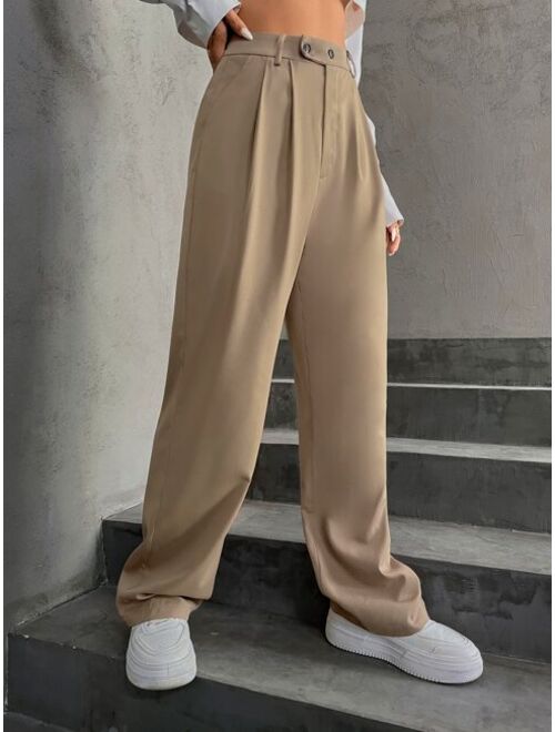 Dazy High Waist Fold Pleated Tailored Pants