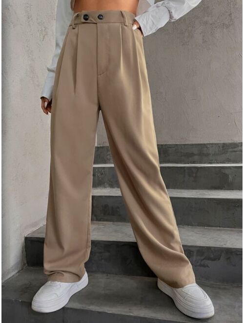 Dazy High Waist Fold Pleated Tailored Pants