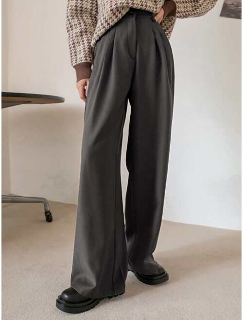 DAZY Plicated Detail Wide Leg Suit Pants