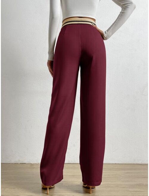 Foldover Waist Straight Leg Pants