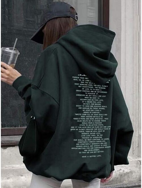 DAZY Slogan Graphic Drop Shoulder Hoodie