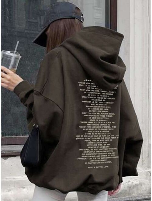 DAZY Slogan Graphic Drop Shoulder Hoodie