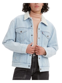 Women's Ex-Boyfriend Cotton Faux-Sherpa-Lined Trucker Jacket