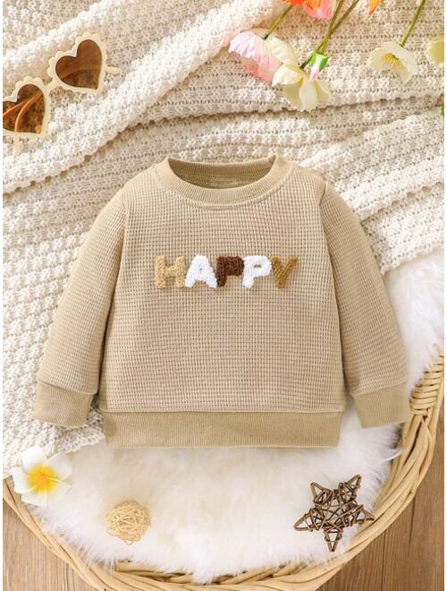 Shein Baby Letter Patched Detail Pullover