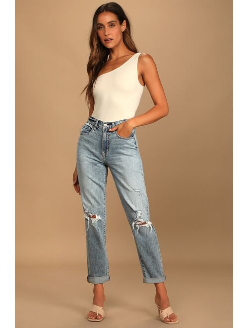 DAZE DENIM Loverboy Light Wash High-Rise Distressed Boyfriend Jeans