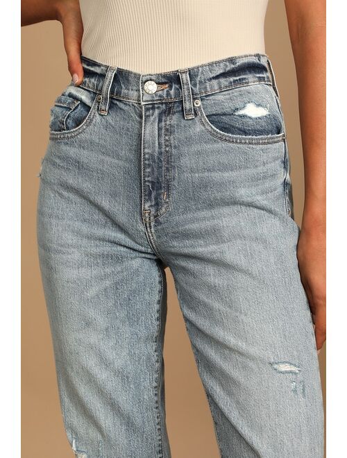 DAZE DENIM Loverboy Light Wash High-Rise Distressed Boyfriend Jeans