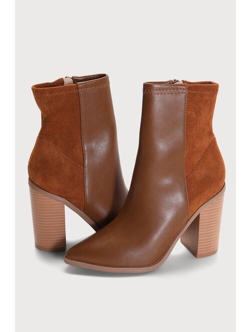 Lulus Essex Brown Mid-Calf Booties