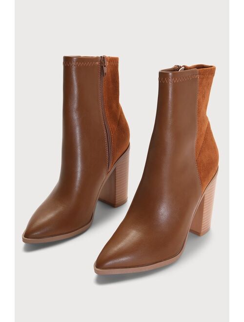 Lulus Essex Brown Mid-Calf Booties