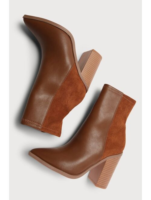 Lulus Essex Brown Mid-Calf Booties