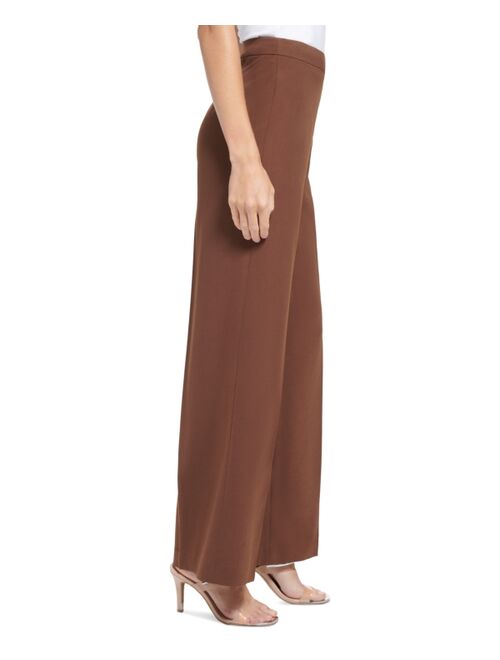 DKNY Petite High-Rise Wide-Leg Side-Zip Pants