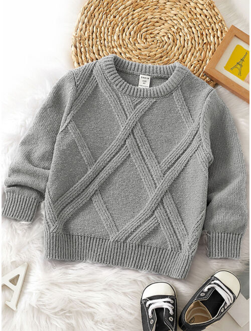 Shein Toddler Boys Solid Textured Knit Sweater