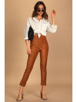 Dear Friends Camel Vegan Suede High Waisted Pants